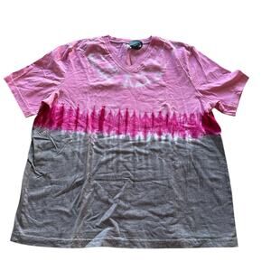 Unisex T- Shirt Size XXL Tie Dye Grey Pink V-Neck Hippie Festival Burner New NWT